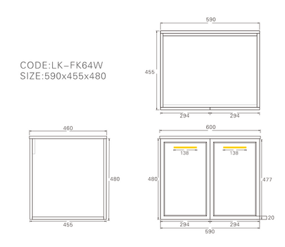 600mm Kingsley Federation Fluted Wall Hung PVC Cabinet - Olive Green - Cabinet Only