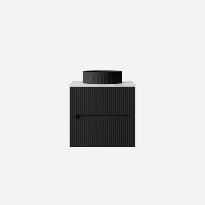 600mm Cabarita Fluted Wall Hung PVC Cabinet - Matt Black - Cabinet Only