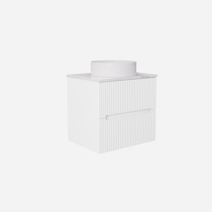 600mm Cabarita Fluted Wall Hung PVC Cabinet - Matt White - Cabinet Only