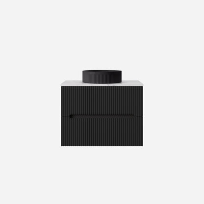 750mm  Cabarita Fluted Wall Hung PVC Cabinet - Matt Black - Cabinet Only