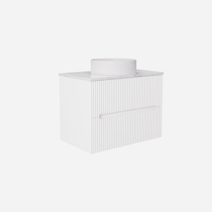 750mm  Cabarita Fluted Wall Hung PVC Cabinet - Matt White - Cabinet Only