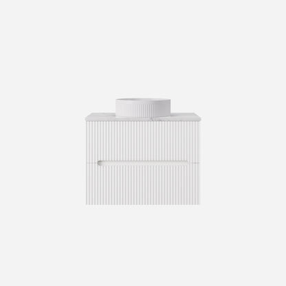 750mm  Cabarita Fluted Wall Hung PVC Cabinet - Matt White - Cabinet Only