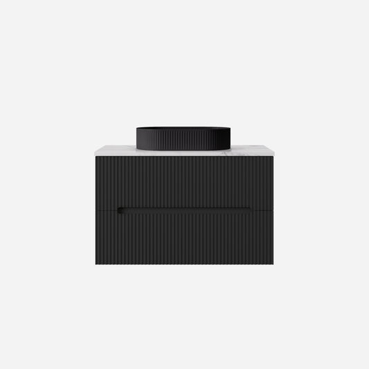 900mm  Cabarita Fluted Wall Hung PVC Cabinet - Matt Black - Cabinet Only
