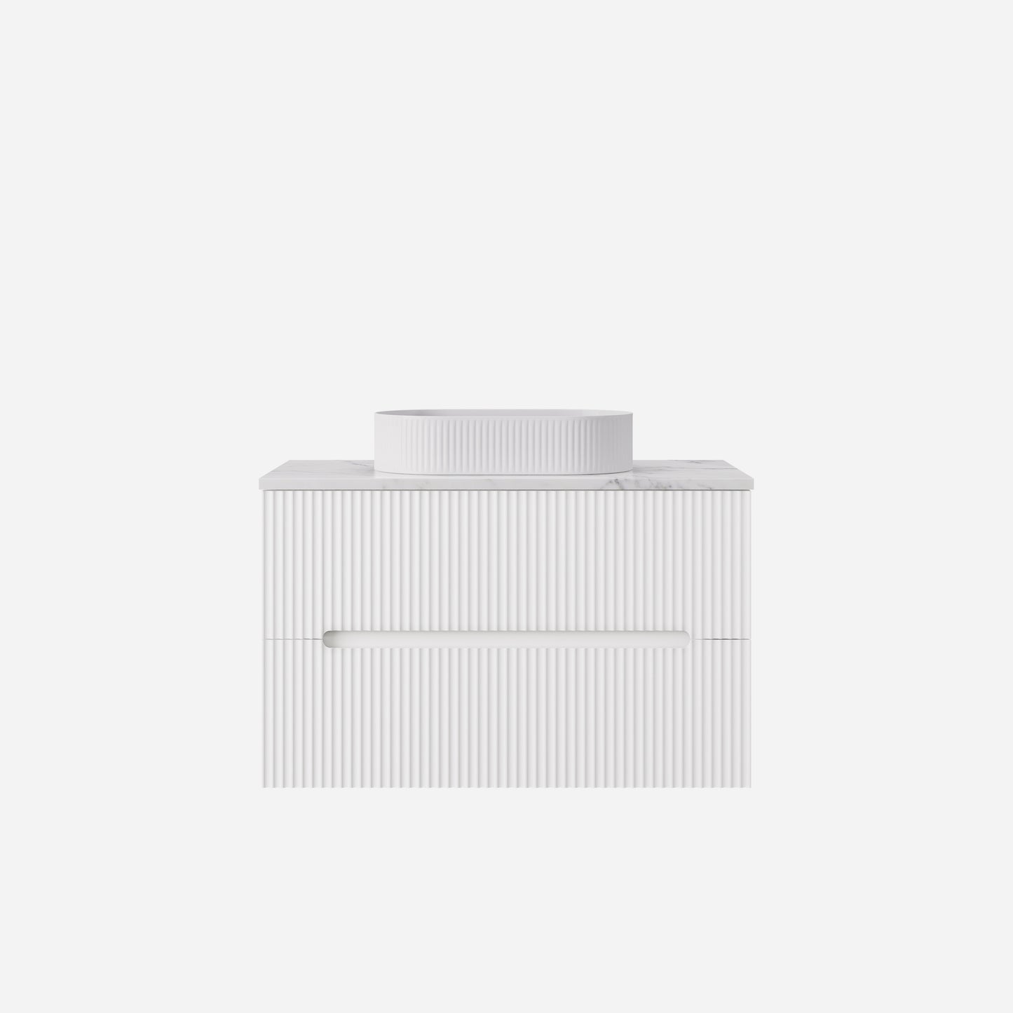 900mm  Cabarita Fluted Wall Hung PVC Cabinet - Matt White - Cabinet Only