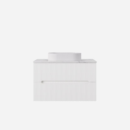 900mm  Cabarita Fluted Wall Hung PVC Cabinet - Matt White - Cabinet Only