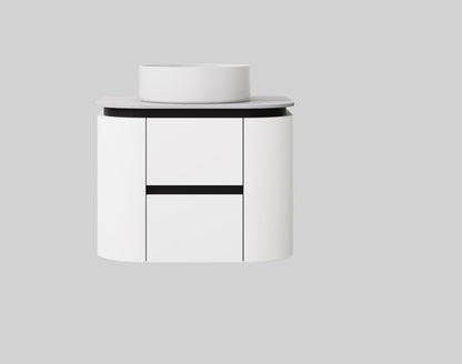 600mm Devito Wall Hung PVC Cabinet - Matt Black & White - Cabinet Only