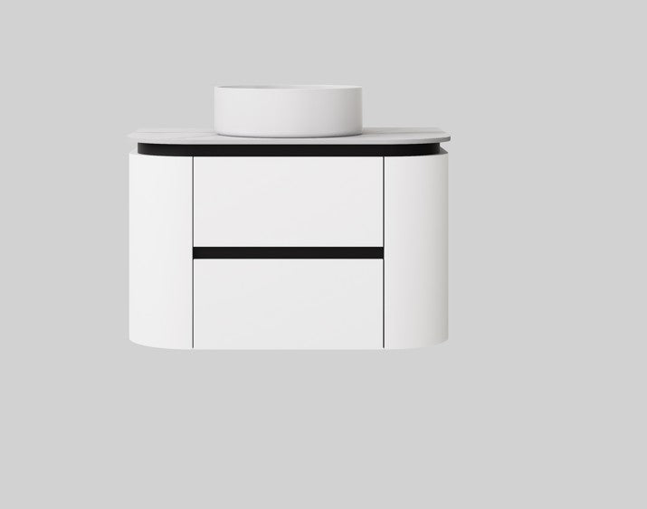 750mm  Devito Wall Hung PVC Cabinet - Matt Black & White - Cabinet Only
