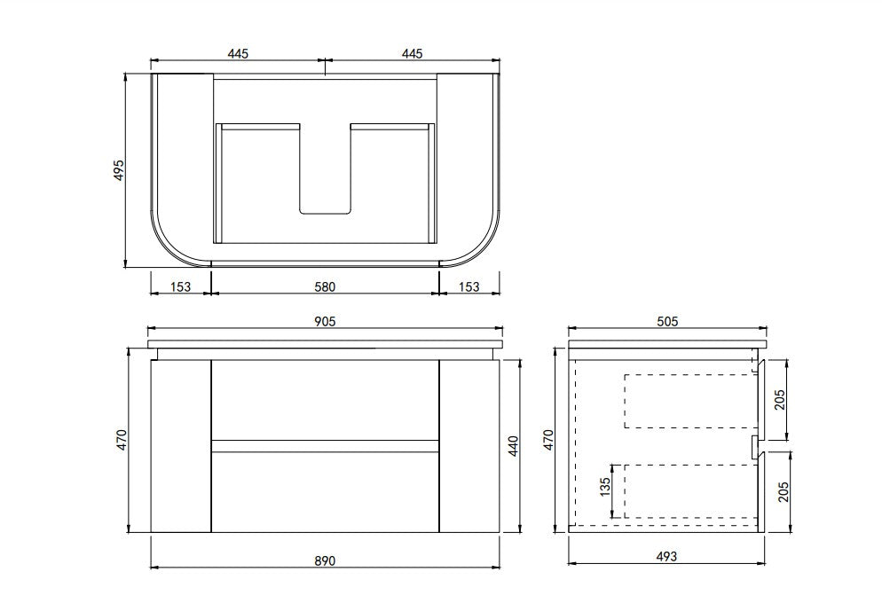 900mm Devito Wall Hung PVC Cabinet - Matt White - Cabinet Only