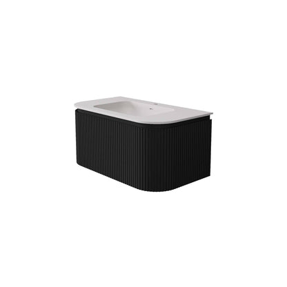 900mm Estella Modern Wall Hung
  Vanity PVC Cabinet - Matte Black - LK-ME900W-MB