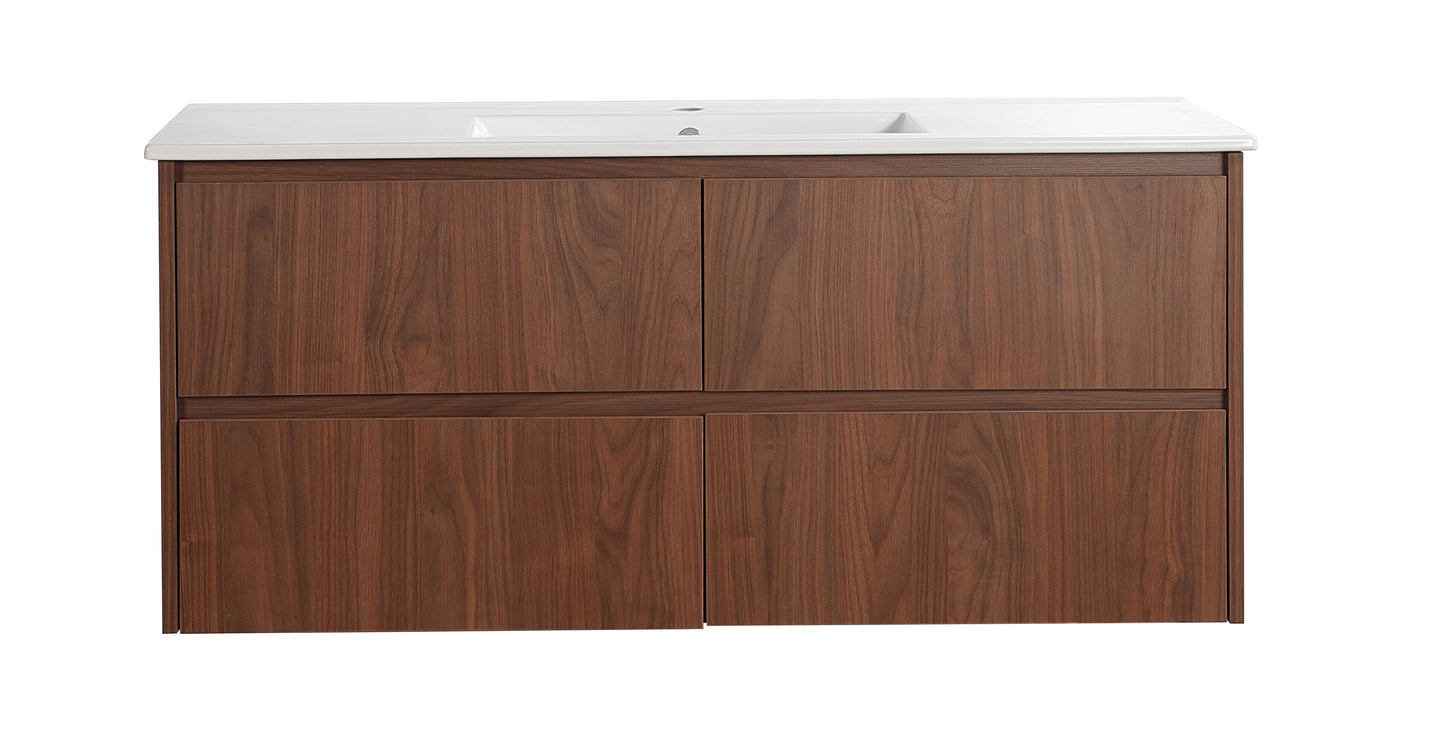 1200mm Gladstone Wall Hung Plywood Single Bowl Cabinet - Mocha Oak Woodmatt - Cabinet Only