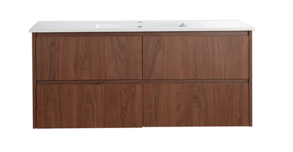 1200mm Gladstone Wall Hung Plywood Single Bowl Cabinet - Mocha Oak Woodmatt - Cabinet Only