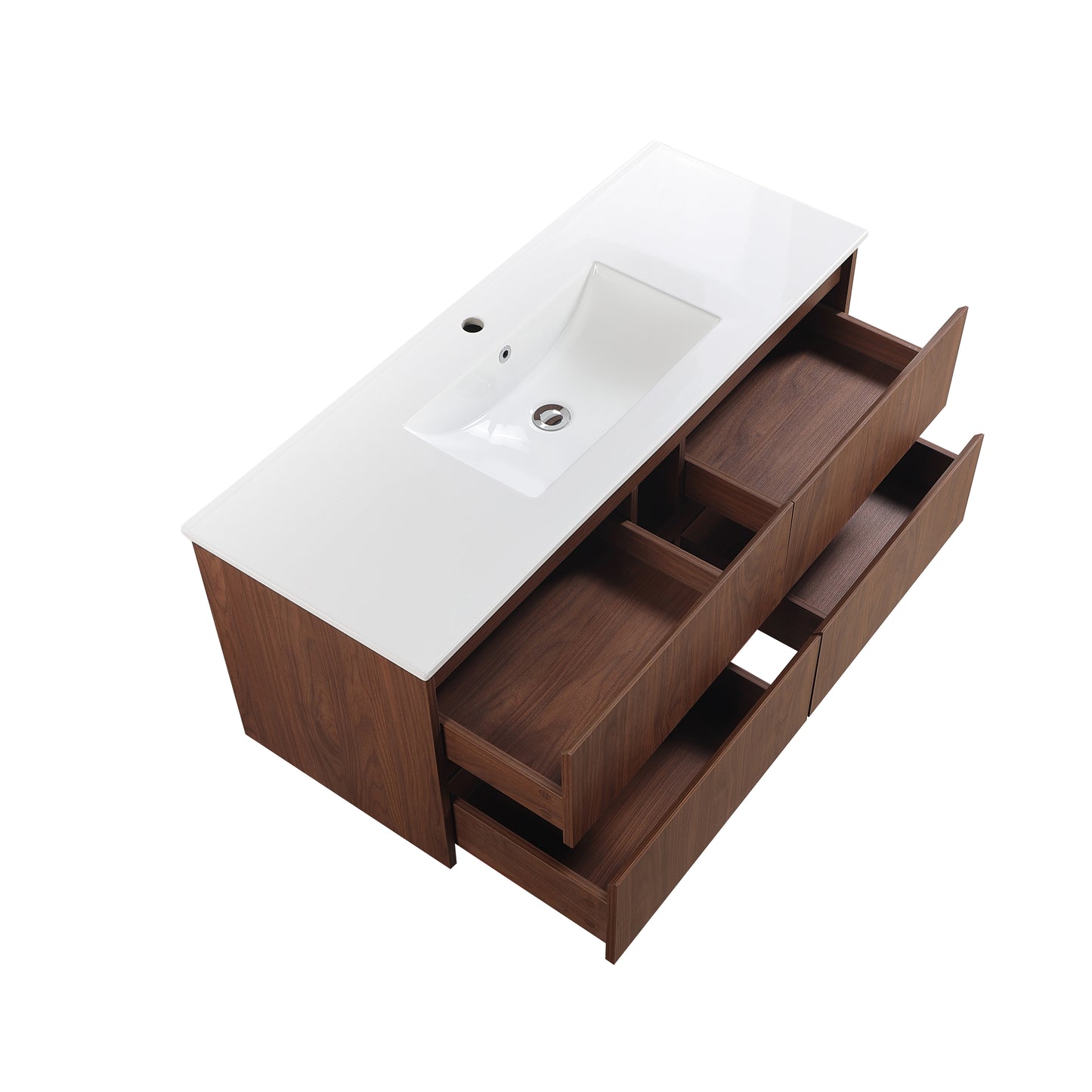 1200mm Gladstone Wall Hung Plywood Single Bowl Cabinet - Mocha Oak Woodmatt - Cabinet Only