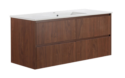 1200mm Gladstone Wall Hung Plywood Single Bowl Cabinet - Mocha Oak Woodmatt - Cabinet Only