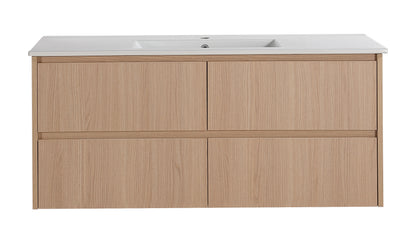 1200mm Gladstone Wall Hung Plywood Single Bowl Cabinet - Sandy Oak Woodmatt - Cabinet Only