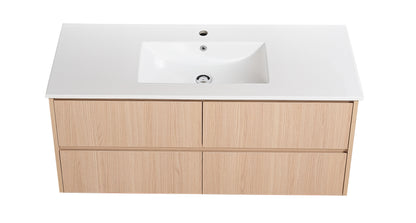 1200mm Gladstone Wall Hung Plywood Single Bowl Cabinet - Sandy Oak Woodmatt - Cabinet Only