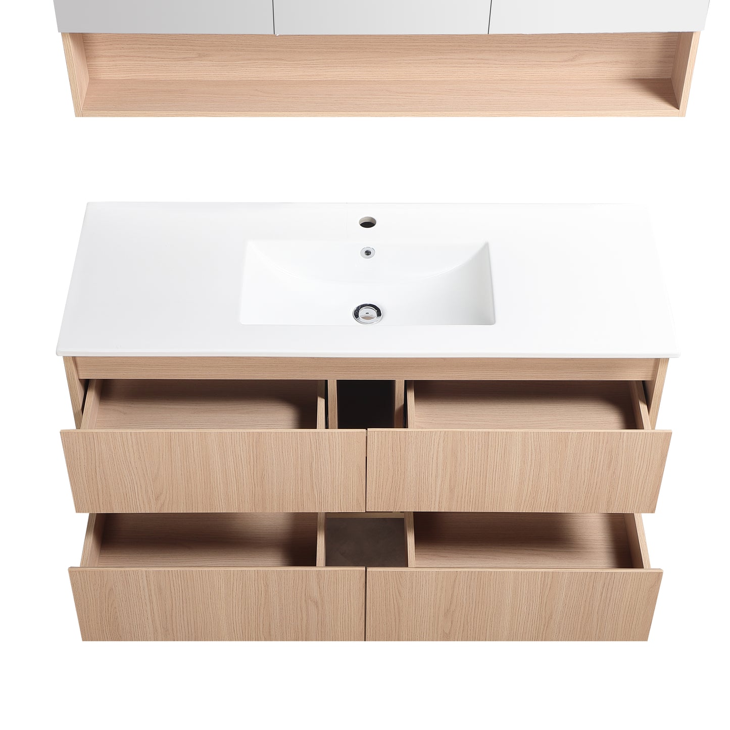 1200mm Gladstone Wall Hung Plywood Single Bowl Cabinet - Sandy Oak Woodmatt - Cabinet Only