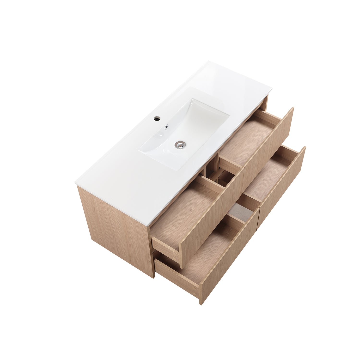 1200mm Gladstone Wall Hung Plywood Single Bowl Cabinet - Sandy Oak Woodmatt - Cabinet Only