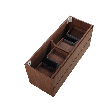 1200mm Gladstone Wall Hung PlywoodDouble Bowl Cabinet - Mocha Oak Woodmatt - Cabinet Only