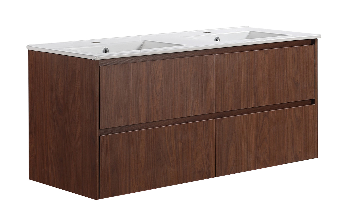 1200mm Gladstone Wall Hung PlywoodDouble Bowl Cabinet - Mocha Oak Woodmatt - Cabinet Only
