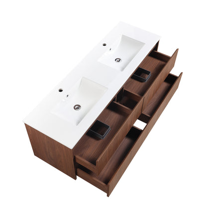 1500mm Gladstone Wall Hung Plywood Cabinet - Mocha Oak Woodmatt - Cabinet Only