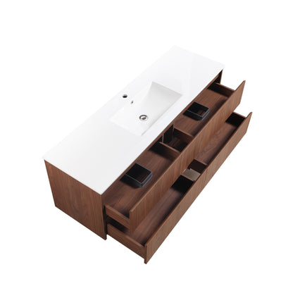 1500mm Gladstone Wall Hung Plywood Cabinet - Mocha Oak Woodmatt - Cabinet Only