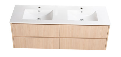 1500mm Gladstone Wall Hung Plywood Cabinet - Sandy Oak Woodmatt - Cabinet Only
