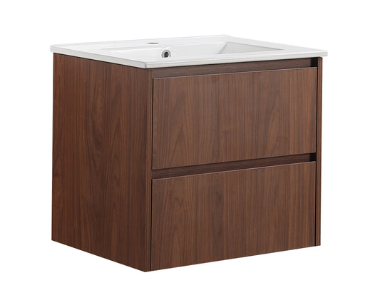 600mm Gladstone Wall Hung Plywood Cabinet - Mocha Oak Woodmatt - Cabinet Only
