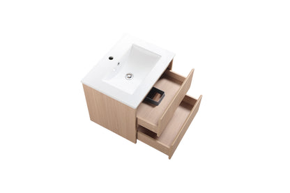 600mm Gladstone Wall Hung Plywood Cabinet - Sandy Oak Woodmatt - Cabinet Only