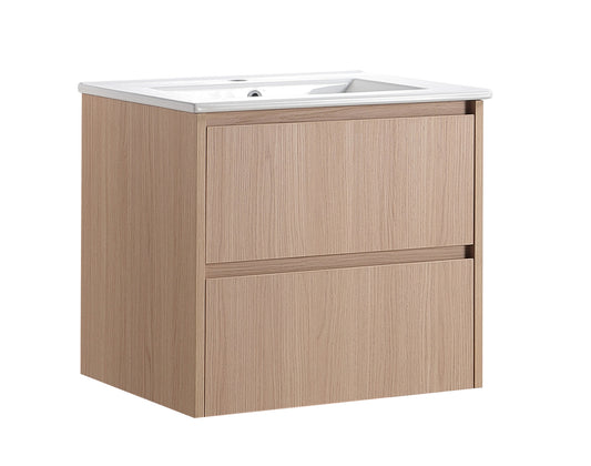 600mm Gladstone Wall Hung Plywood Cabinet - Sandy Oak Woodmatt - Cabinet Only
