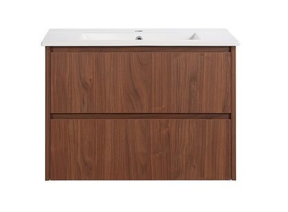 750mm Gladstone Wall Hung Plywood Cabinet - Mocha Oak Woodmatt - Cabinet Only