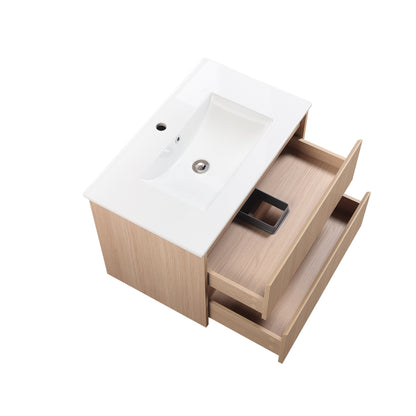 750mm Gladstone Wall Hung Plywood Cabinet - Sandy Oak Woodmatt - Cabinet Only