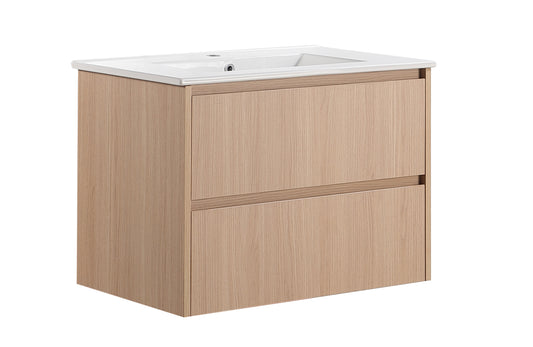750mm Gladstone Wall Hung Plywood Cabinet - Sandy Oak Woodmatt - Cabinet Only
