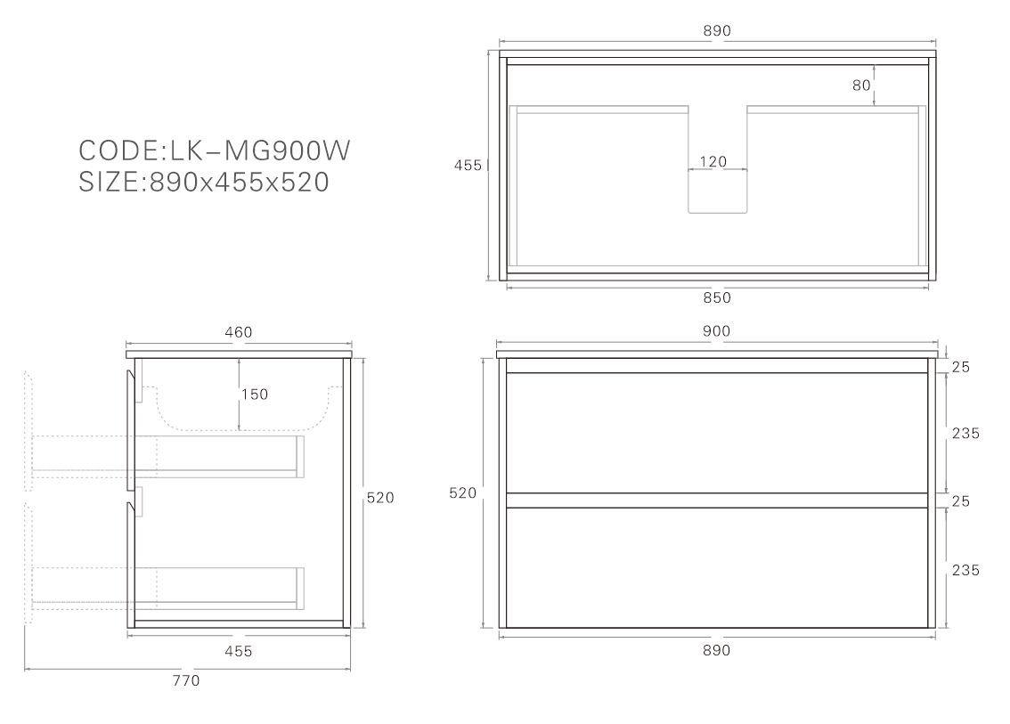 900mm Gladstone Wall Hung Plywood Cabinet - Sandy Oak Woodmatt - Cabinet Only