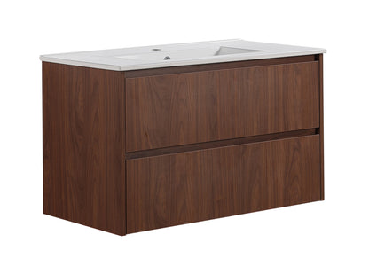 900mm Gladstone Wall Hung Plywood Cabinet - Mocha Oak Woodmatt - Cabinet Only