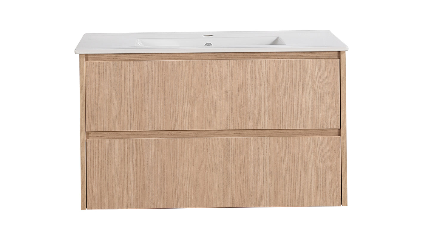 900mm Gladstone Wall Hung Plywood Cabinet - Sandy Oak Woodmatt - Cabinet Only