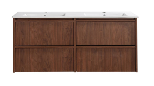 1200mm Ridgewood Wall Hung Plywood Single or Double  Bowl Cabinet - Mocha Oak Woodmatt - Cabinet Only