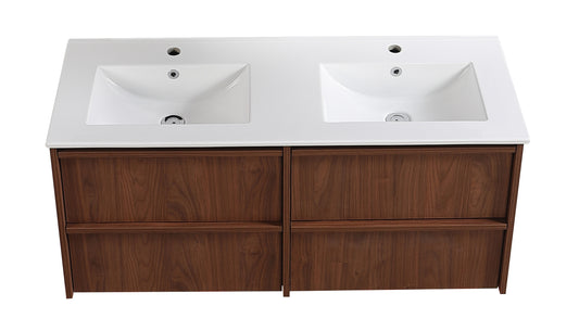 1200mm Ridgewood Wall Hung Plywood Single or Double  Bowl Cabinet - Mocha Oak Woodmatt - Cabinet Only