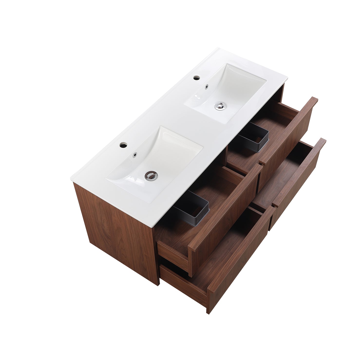 1200mm Ridgewood Wall Hung Plywood Single or Double  Bowl Cabinet - Mocha Oak Woodmatt - Cabinet Only