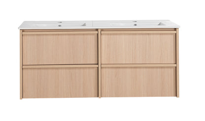 1200mm Ridgewood Wall Hung Plywood Single or Double  Bowl Cabinet - Sandy Oak Woodmatt - Cabinet Only