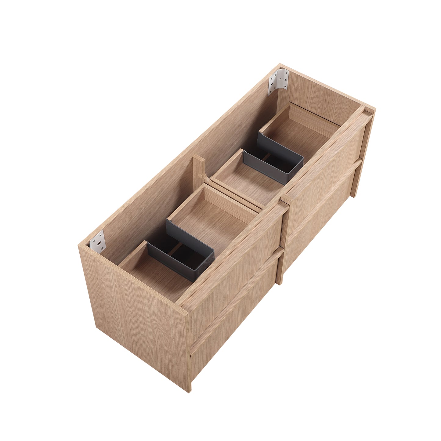 1200mm Ridgewood Wall Hung Plywood Single or Double  Bowl Cabinet - Sandy Oak Woodmatt - Cabinet Only