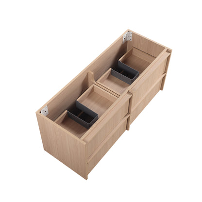 1200mm Ridgewood Wall Hung Plywood Single or Double  Bowl Cabinet - Sandy Oak Woodmatt - Cabinet Only