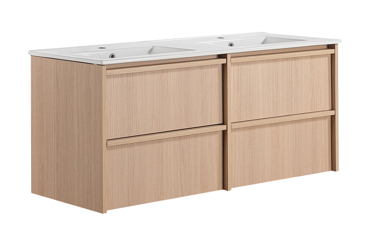 1200mm Ridgewood Wall Hung Plywood Single or Double  Bowl Cabinet - Sandy Oak Woodmatt - Cabinet Only