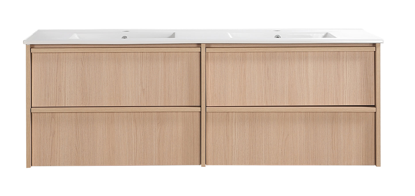 1500mm Ridgewood Wall Hung Plywood Cabinet - Sandy Oak Woodmatt - Cabinet Only