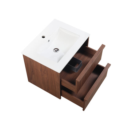 600mm Ridgewood Wall Hung Plywood Cabinet - Mocha Oak Woodmatt - Cabinet Only