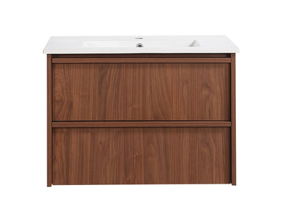 750mm Ridgewood Wall Hung Plywood Cabinet - Mocha Oak Woodmatt - Cabinet Only