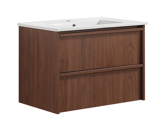 750mm Ridgewood Wall Hung Plywood Cabinet - Mocha Oak Woodmatt - Cabinet Only
