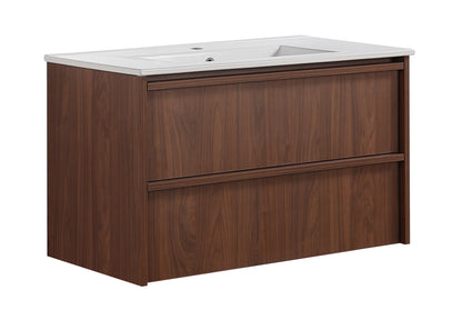900mm Ridgewood Wall Hung Plywood Cabinet - Mocha Oak Woodmatt - Cabinet Only