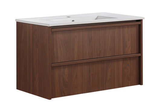 900mm Ridgewood Wall Hung Plywood Cabinet - Mocha Oak Woodmatt - Cabinet Only