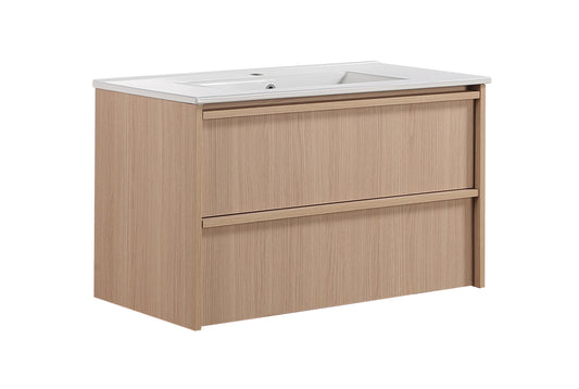 900mm Ridgewood Wall Hung Plywood Cabinet - Sandy Oak Woodmatt - Cabinet Only