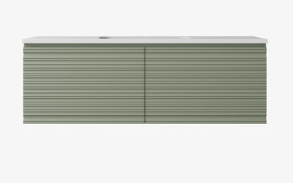 1200mm  Sedona Fluted Wall Hung PVC Single or Double  Bowl Cabinet - Olive Green - Cabinet Only